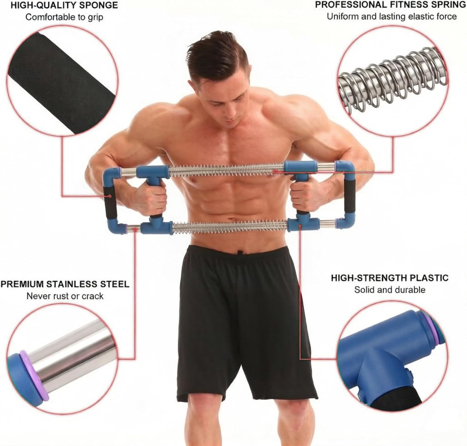 Push down Bar Machine - Chest Expander at Home Workout Equipment, Arm Exerciser Portable Spring Resistance Exercise Gym Kit for Home, Travel or Outdoors
