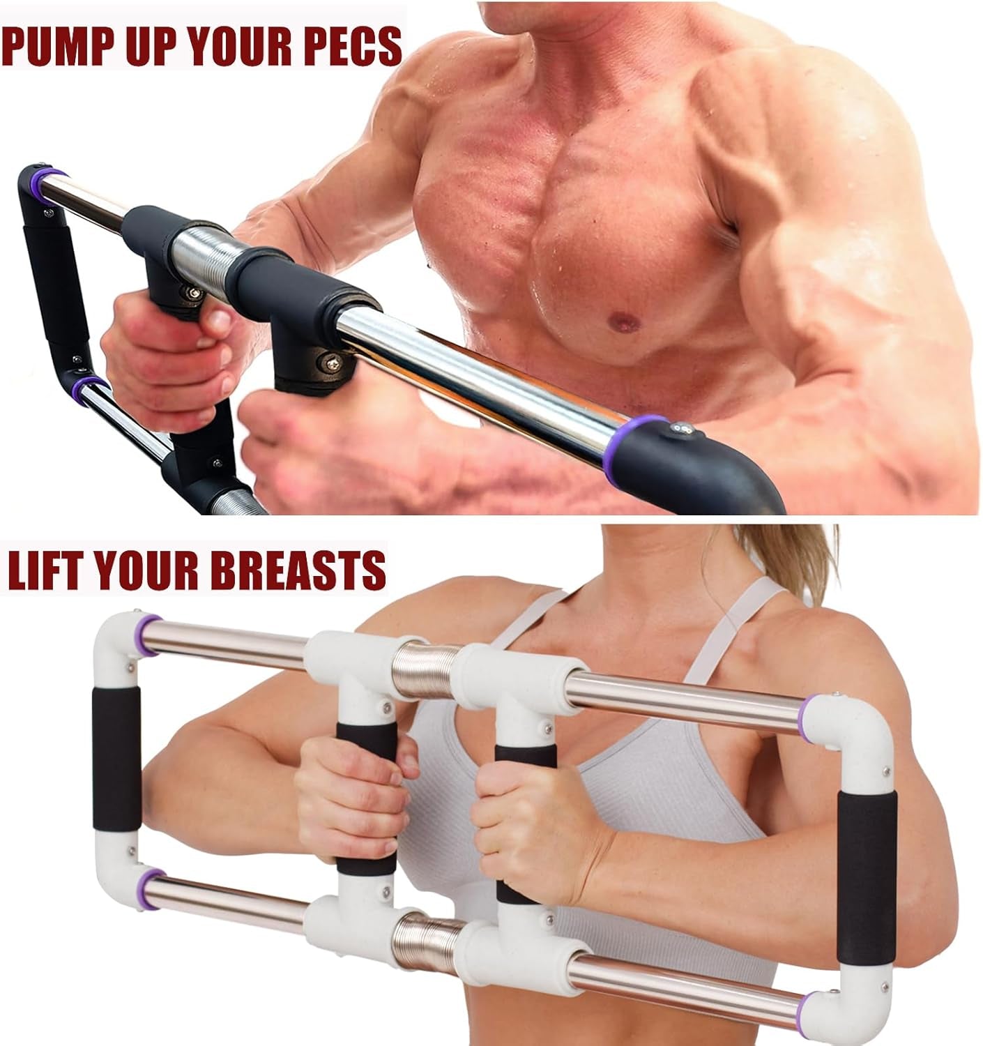 Push down Bar Machine - Chest Expander at Home Workout Equipment, Arm Exerciser Portable Spring Resistance Exercise Gym Kit for Home, Travel or Outdoors