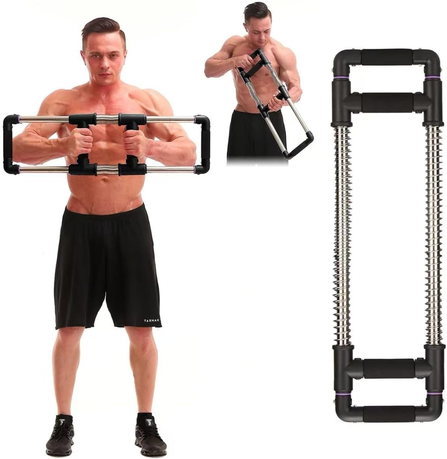 Push down Bar Machine - Chest Expander at Home Workout Equipment, Arm Exerciser Portable Spring Resistance Exercise Gym Kit for Home, Travel or Outdoors